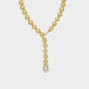 Golden South Sea Pearls with 18kt Yellow Gold & Diamond Clasp