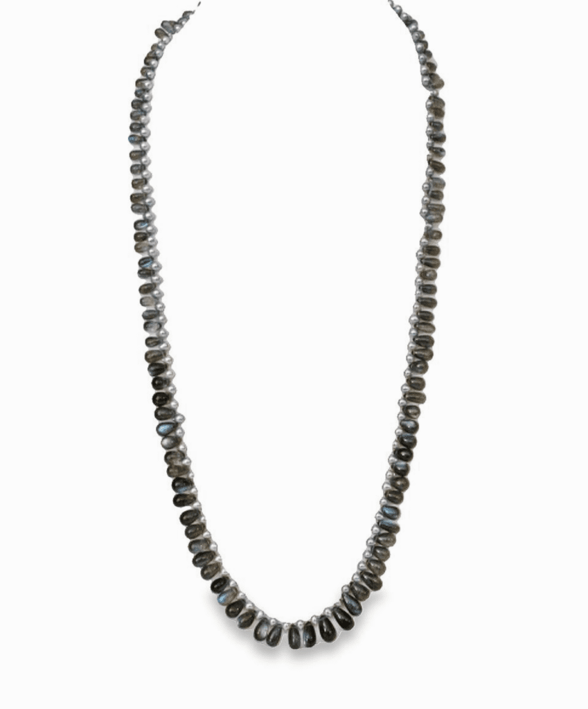 Akoya Pearls, Labradorite & 18kt White Gold Necklace