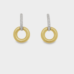 18kt White Gold Diamond Bar with 18kt Yellow Gold Hoops