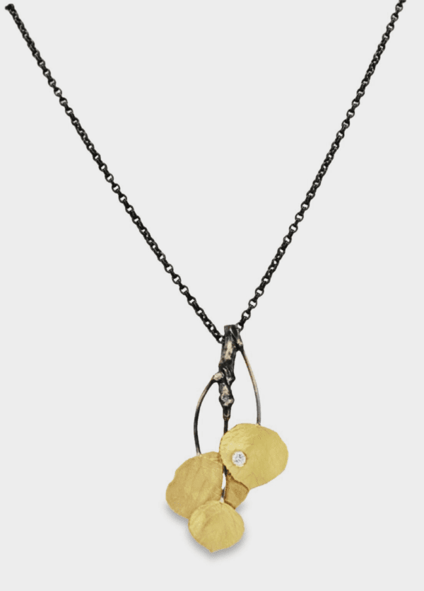 18kt Yellow Gold & Oxidized Sterling Silver Quaking Aspen Necklace