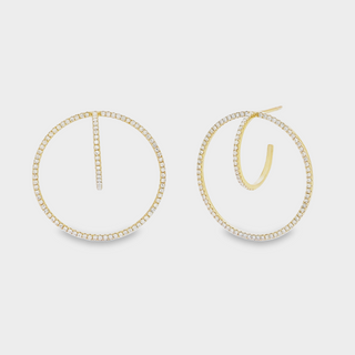 14kt Yellow Gold & Diamond Double Circle Earrings