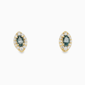 14kt Yellow Gold Montana Sapphire & Diamond Earrings