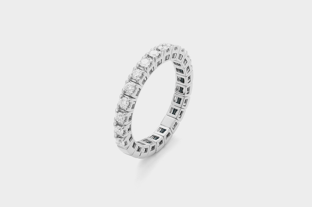14kt White Gold & Diamond Halfway Stretch Ring