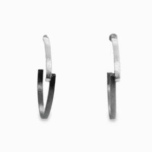 Partially Oxidized Sterling Silver Hoop Earrings
