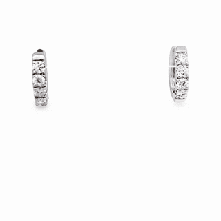 14kt White Gold & Diamond Huggies