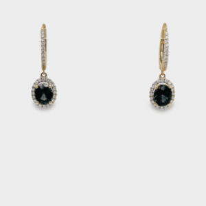 Blue Montana Sapphires,14kt Yellow Gold & Diamond Earrings