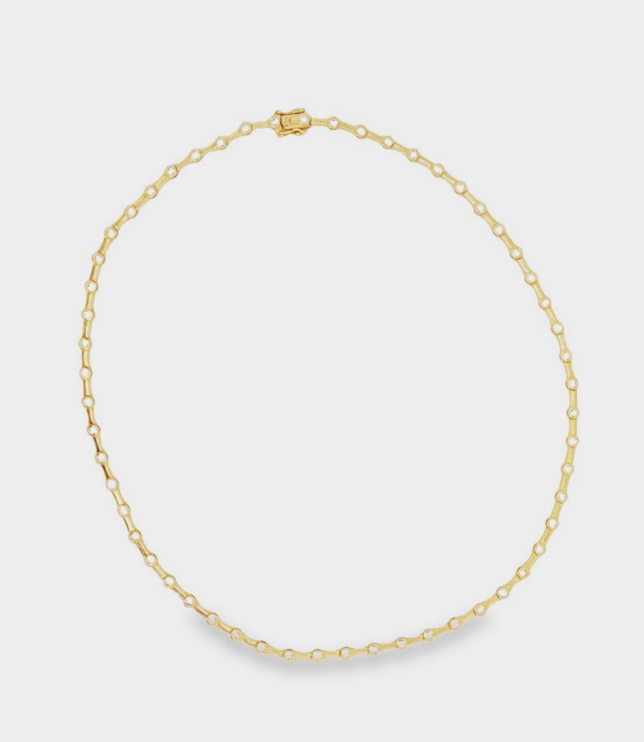 16" 14kt Yellow Gold & Diamond Necklace