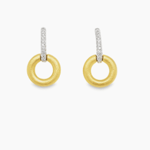 18kt White Gold Diamond Bar with 18kt Yellow Gold Hoops