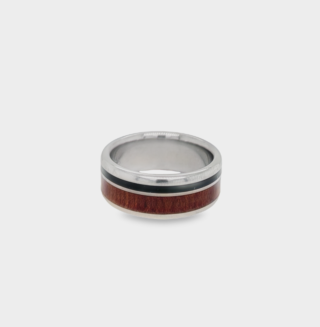 Redwood, Jet & Titanium Ring