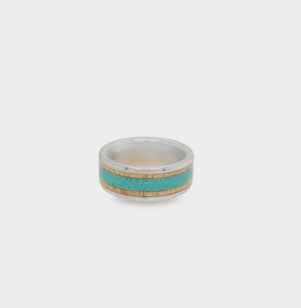 Mango Wood, Sleeping Beauty Turquoise & Titanium Ring