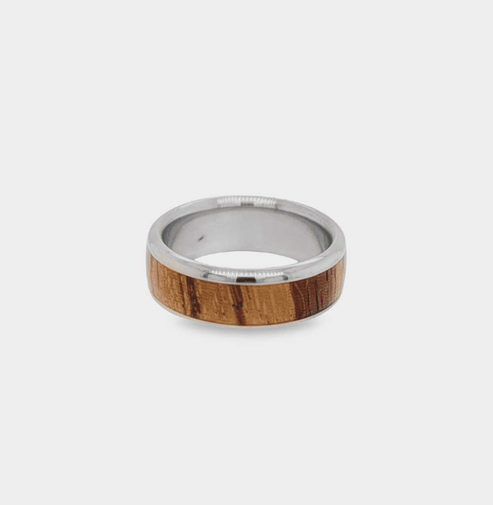Zebra Woods & Titanium Ring