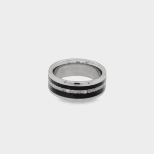Black Wood, White Pearl & Titanium Ring