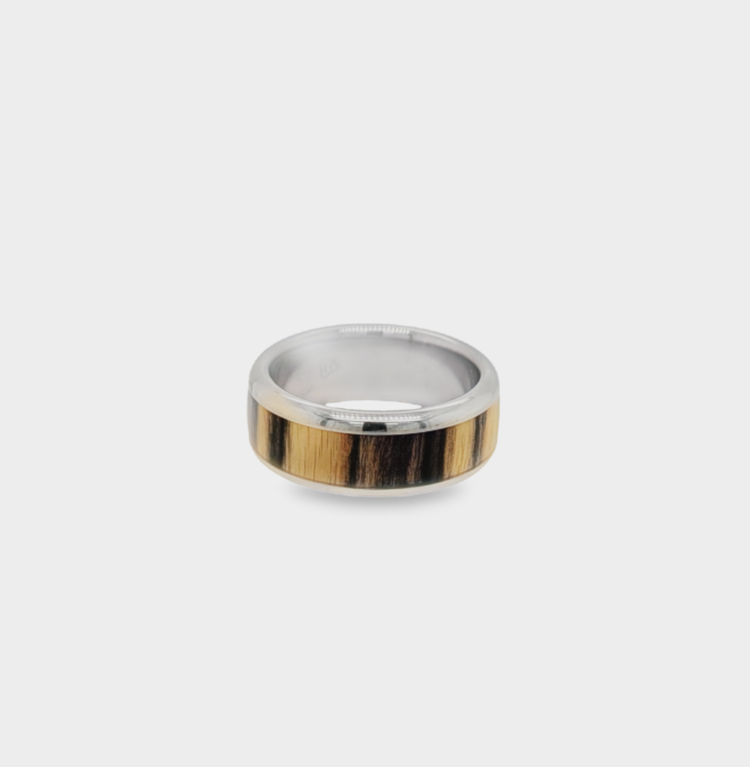 Black/White Ebony & Titanium Ring