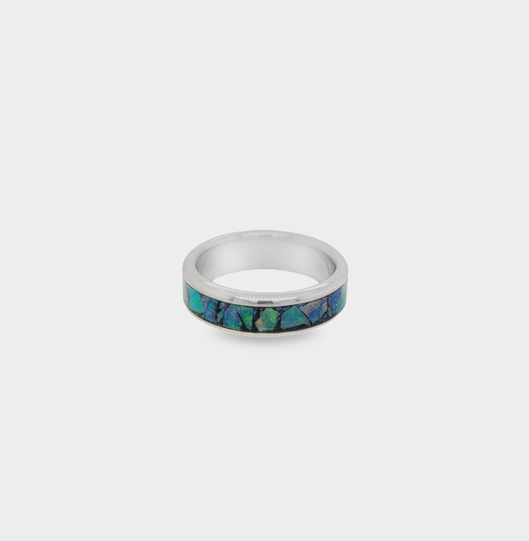Green Australian Opal & Titanium Ring