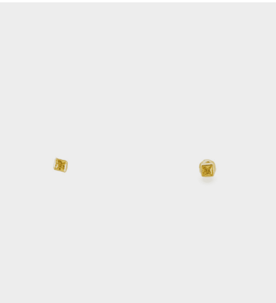 14kt Yellow Gold, Yellow Princess Cut Sapphire Portal Studs