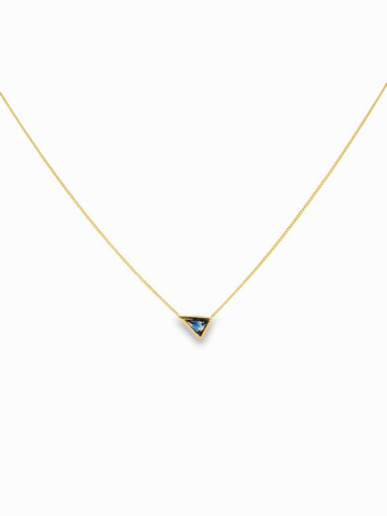 14kt Yellow Gold & Rosecut Blue Montana Sapphire (0.77cts) Scalene Necklace