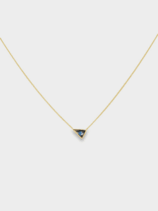 14kt Yellow Gold & Rosecut Blue Montana Sapphire (0.77cts) Scalene Necklace
