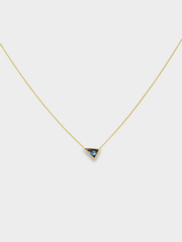 14kt Yellow Gold & Rosecut Blue Montana Sapphire (0.77cts) Scalene Necklace