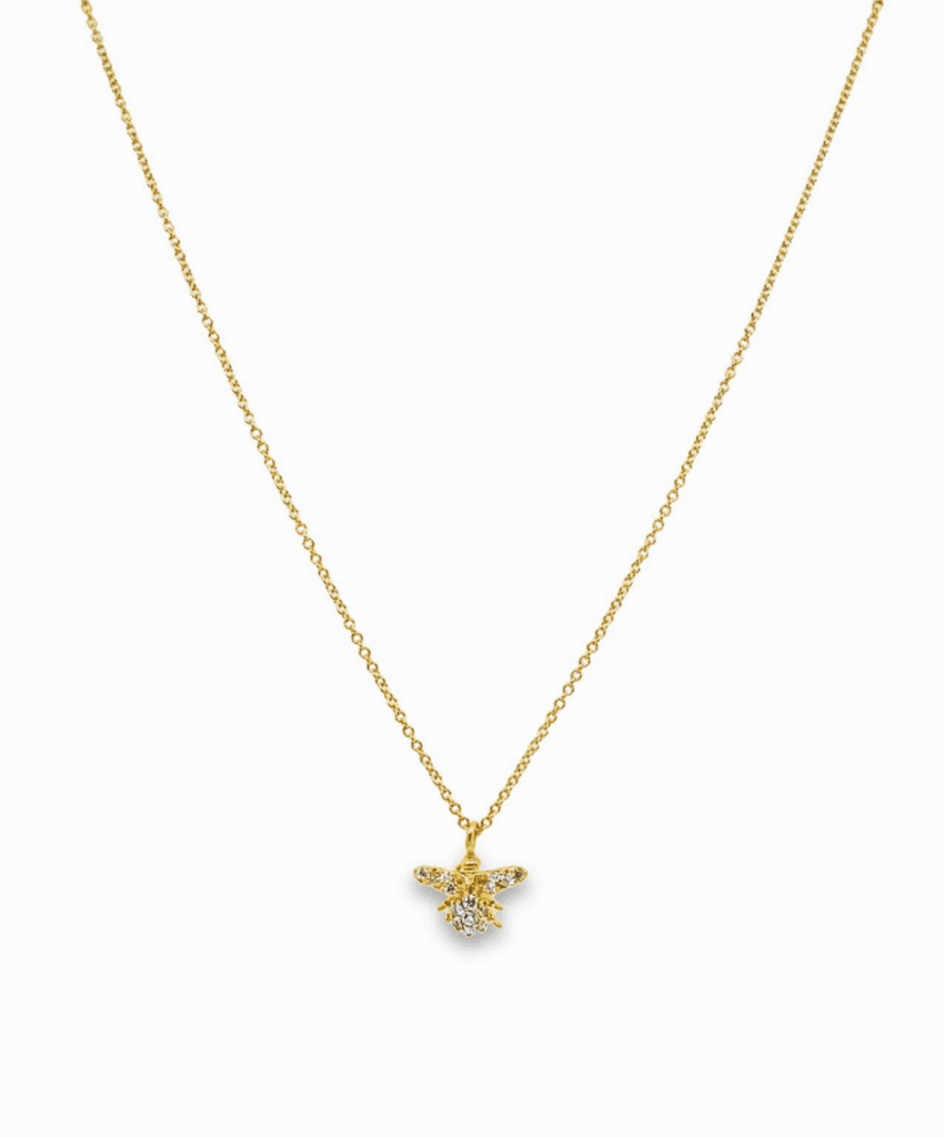 18kt Yellow Gold & Diamond (0.13tcw) Bee Pendant & Chain