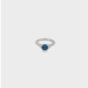 1ct Round Blue Montana Sapphire, 14kt White Gold & Diamond Ring