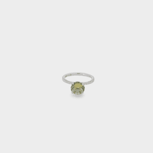 Green Montana Sapphire, 14kt White Gold & Diamond Ring