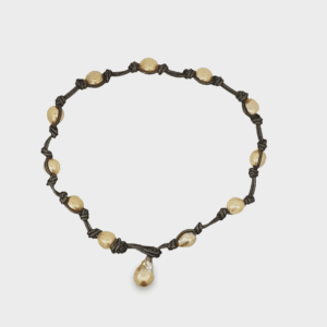 10-11mm Golden South Sea Pearls, 13x19mm Golden South Sea Pearl Drop Wrap Bracelet
