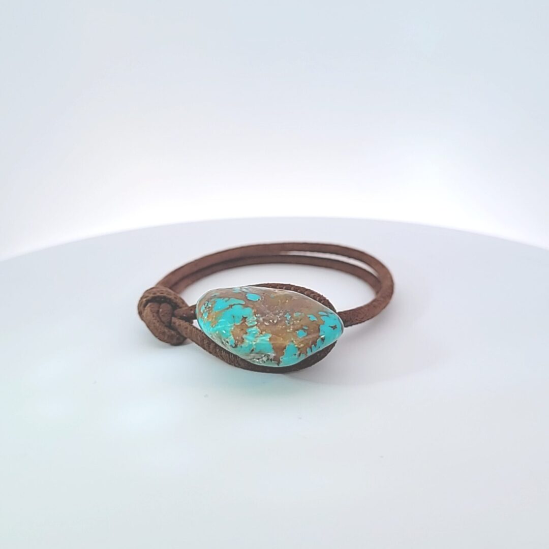 Mountain Turquoise Nugget & Brown Suede Toggle Bracelet