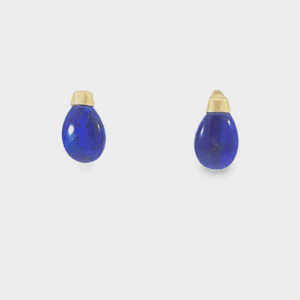Lapis Drops on 18kt Yellow Gold Caps & Post