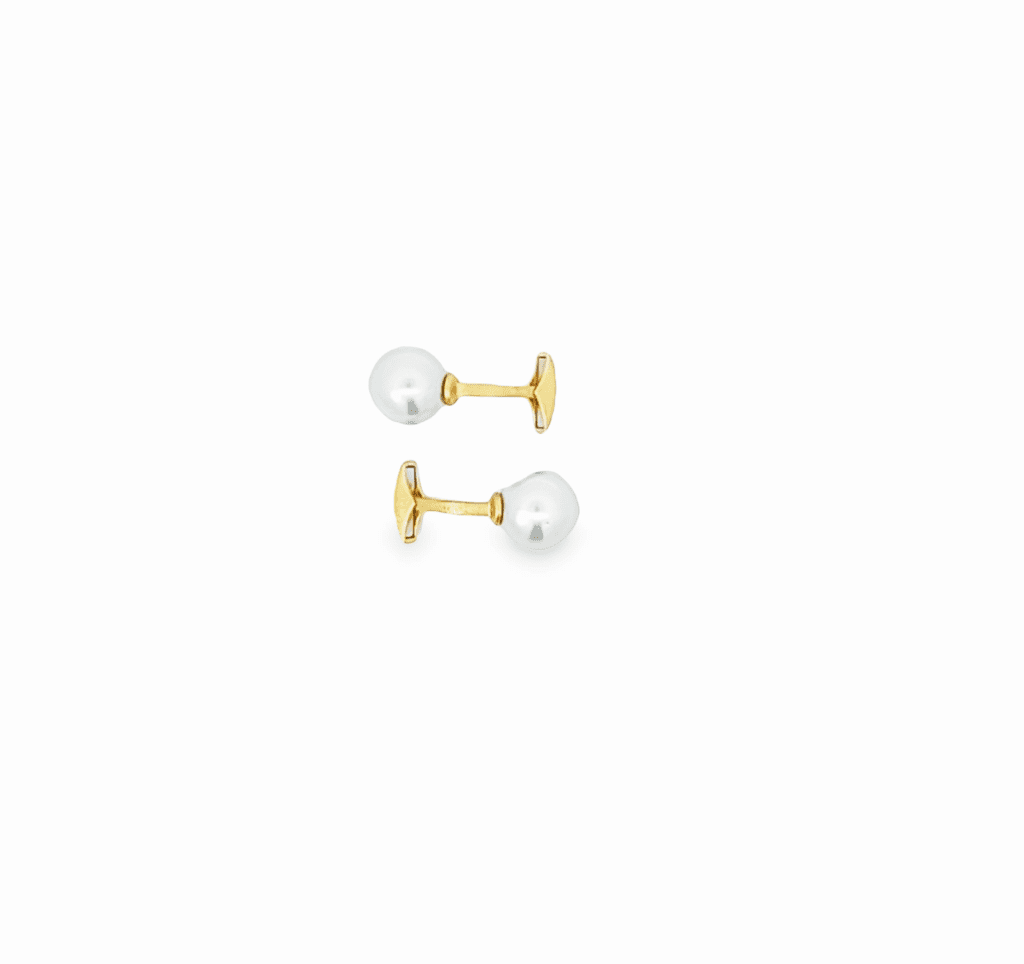 18kt Yellow Gold Cuff Link with 14mm White South Sea Pearl