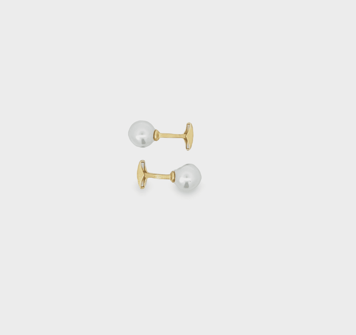 18kt Yellow Gold Cuff Link with 14mm White South Sea Pearl