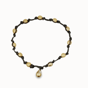 10-11mm Golden South Sea Pearls, 13x19mm Golden South Sea Pearl Drop Wrap Bracelet