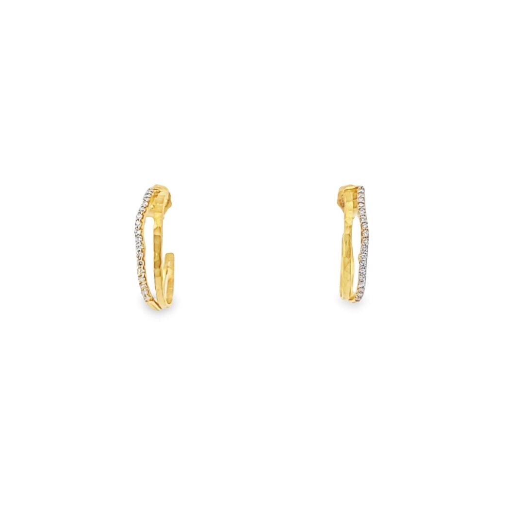 22mm 14kt Yellow Gold & Diamond (0.22cts) Arch Hoop Earrings