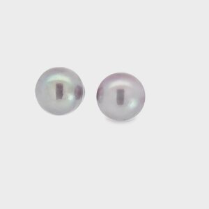 13.50mm Round Pink Edison Pearl Studs, 18kt White Gold Post & Back
