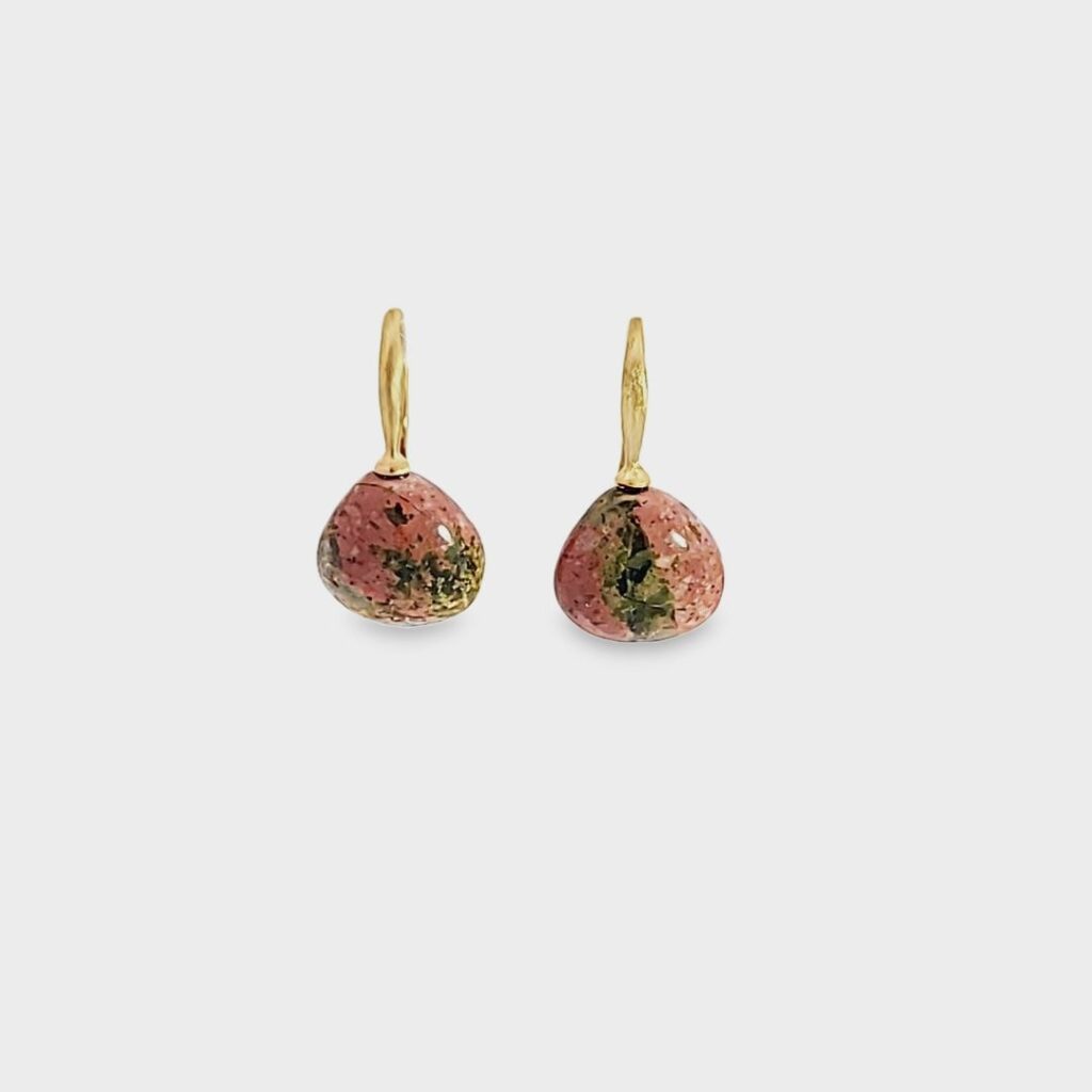 Saturn Jasper & 18kt Yellow Gold Brushed Wire