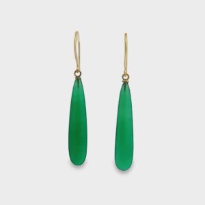 Polished Green Chalcedony Drops & 18kt Yellow Gold Wire