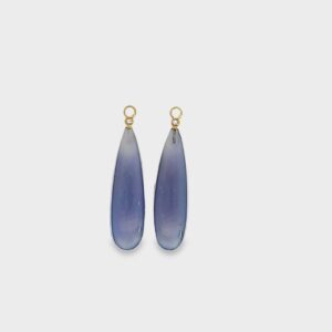 Polished Lavender Chalcedony Drops & 18kt Yellow Gold & Diamond Pin
