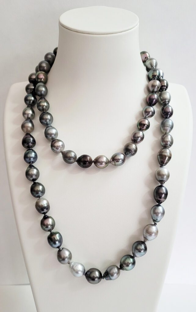 42" 11.60mm - 13mm Multi Colored Tahitian Pearls Finished with a Brushed 18kt Yellow Gold Clasp
