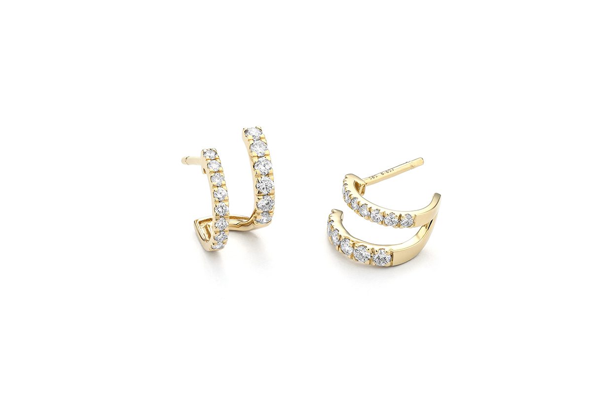 14kt Yellow Gold & Diamond (0.70cts, H, SI) Line Earring
