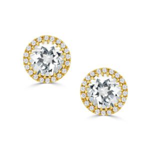 18kt Yellow Gold, White Topaz Center (1.53cts), Diamond Halo (0.20cts)