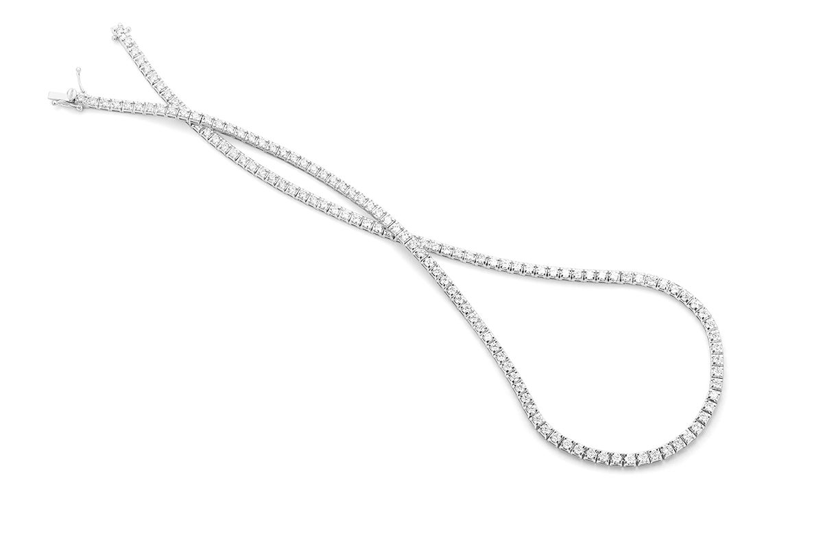 16.5" 14kt White Gold & Diamond Eternity Tennis Necklace