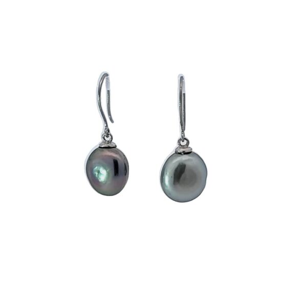 Silver Keshi Tahitian Pearls & 18kt White Gold Finding