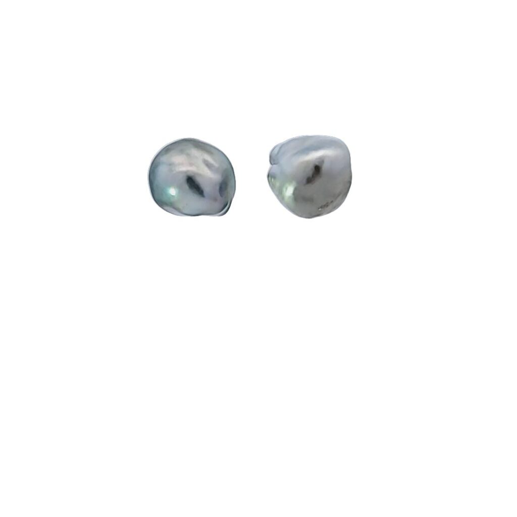 Light Silver Keshi Tahitian Pearls & 18kt White Gold Post & Back