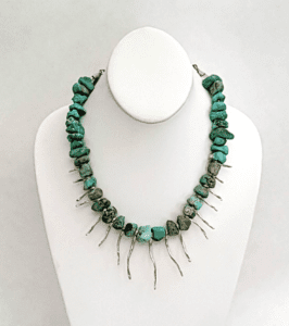 Rough Fire Mountain Turquoise and Sterling Silver Drops, Chain & Clasp Necklace