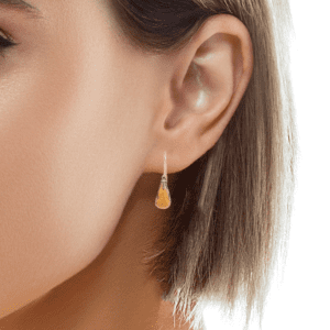 Faceted Citrine Drops & Brushed 18kt Yellow Gold Wire Earring