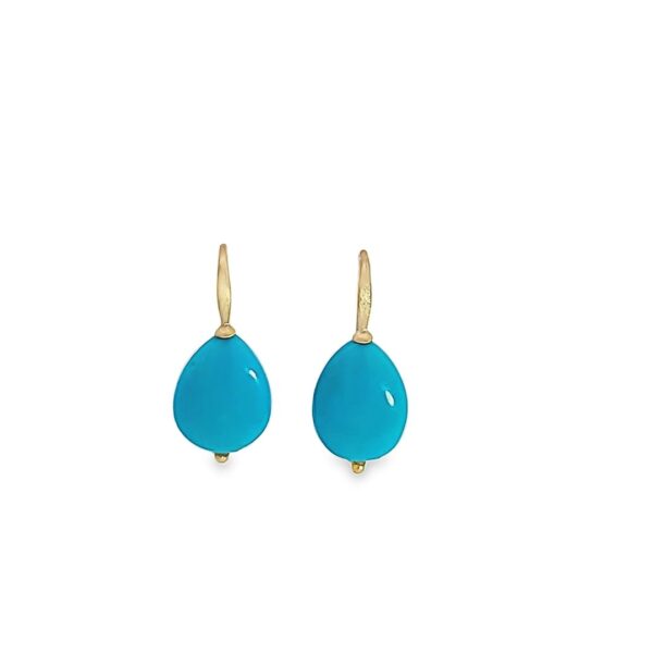 Sleeping Beauty Turquoise & 18kt Yellow Gold Wire Earrings