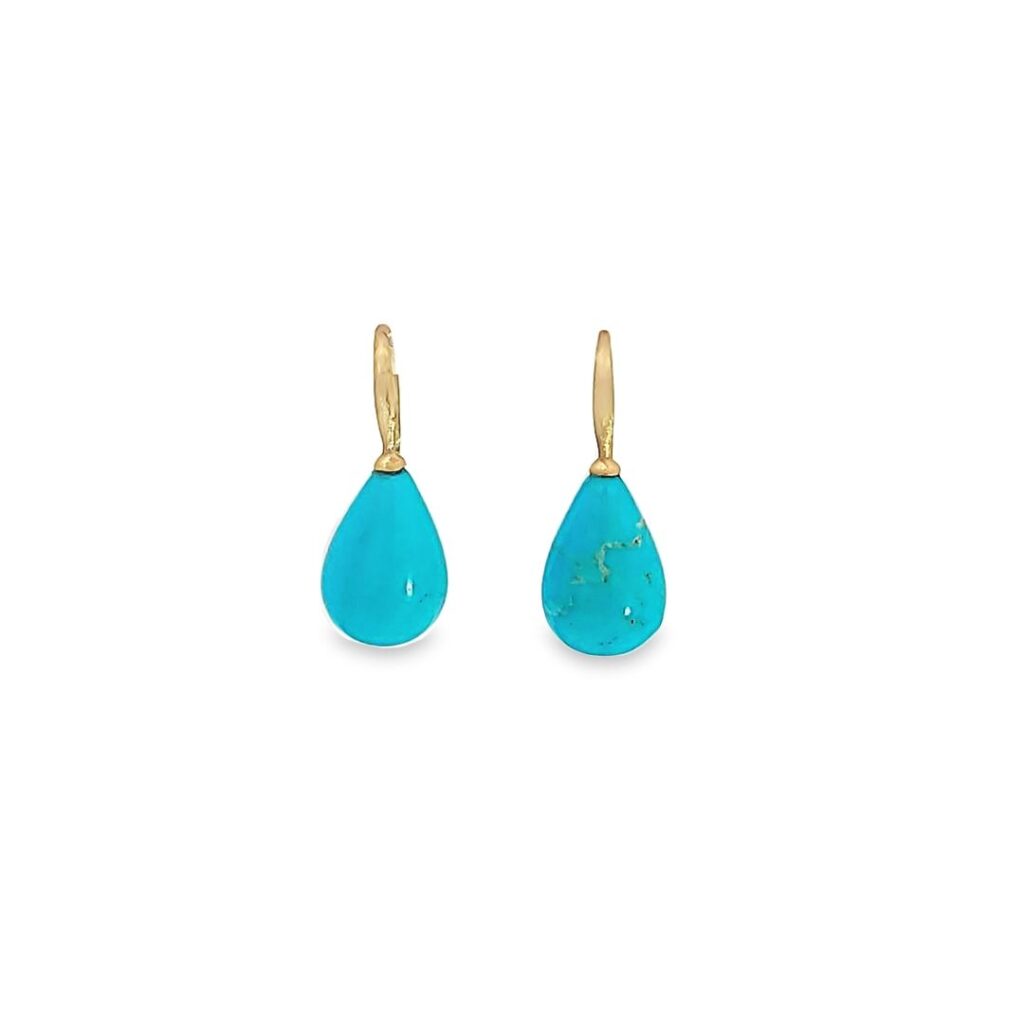 Arizona Turquoise & 18kt Yellow Gold Brushed Wire Earrings