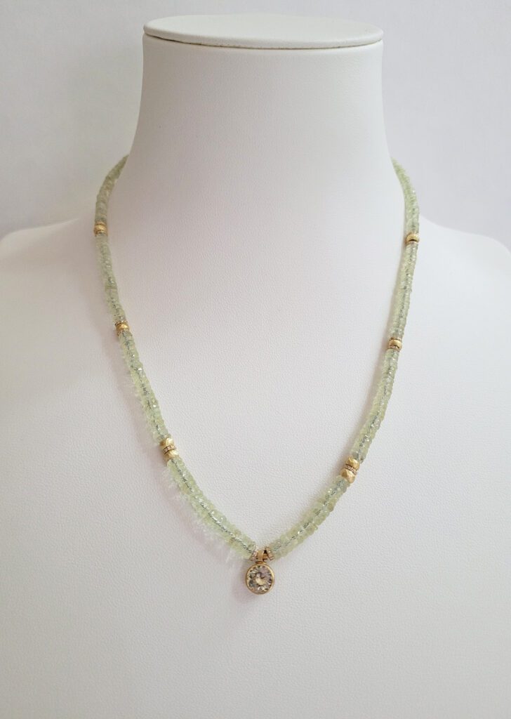 Light Green/Yellow Montana Sapphires & 18kt Yellow Gold Necklace