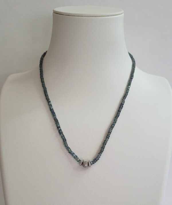 Blue/Green Montana Sapphires & 18kt White Gold Necklace