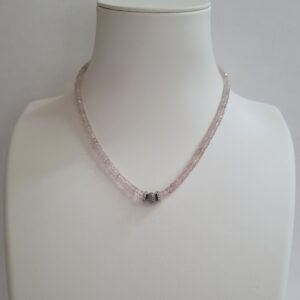 Pink Montana Sapphire Beads, 18kt White Gold & Diamond Necklace