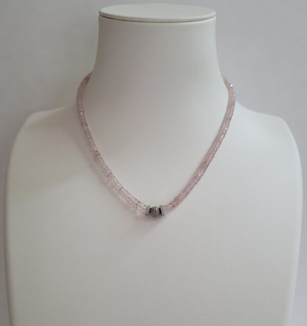 Pink Montana Sapphire Beads, 18kt White Gold & Diamond Necklace